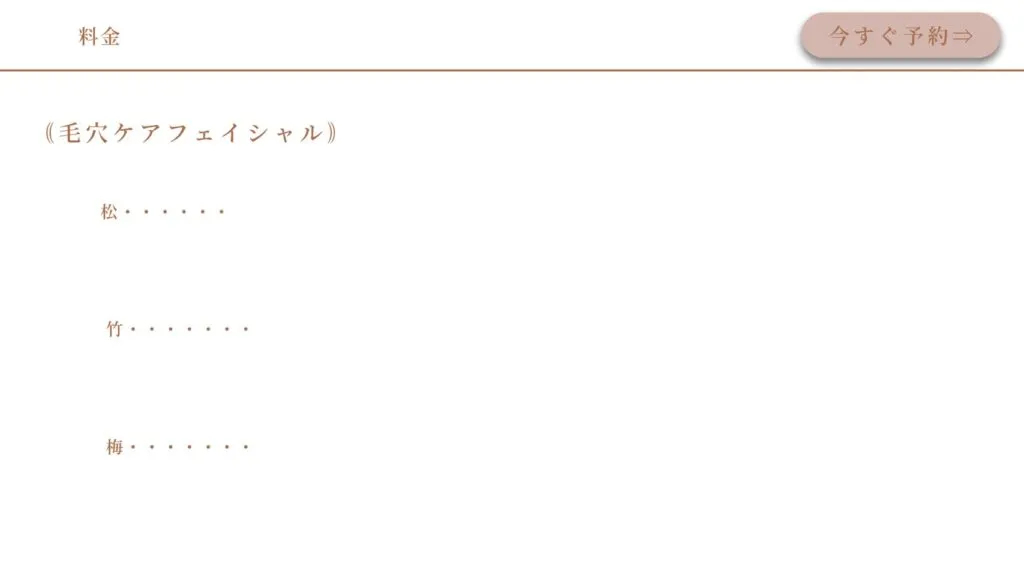 毛穴ケアフェイシャル料金表